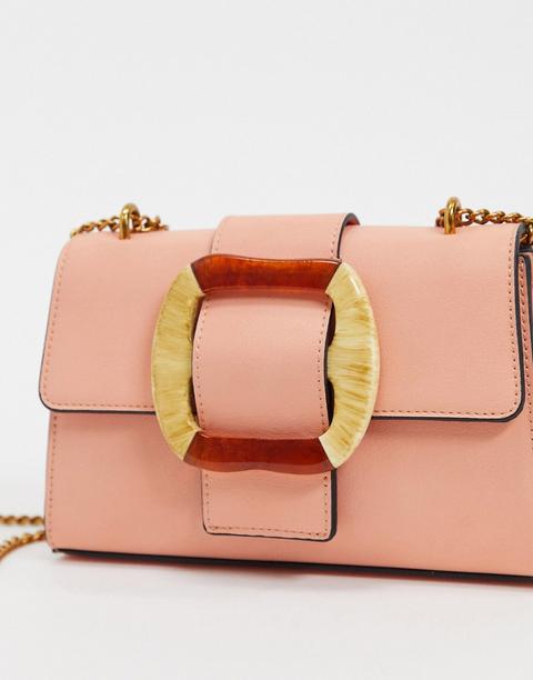 Asos Design Cross Body Bag With Statement Buckle-pink