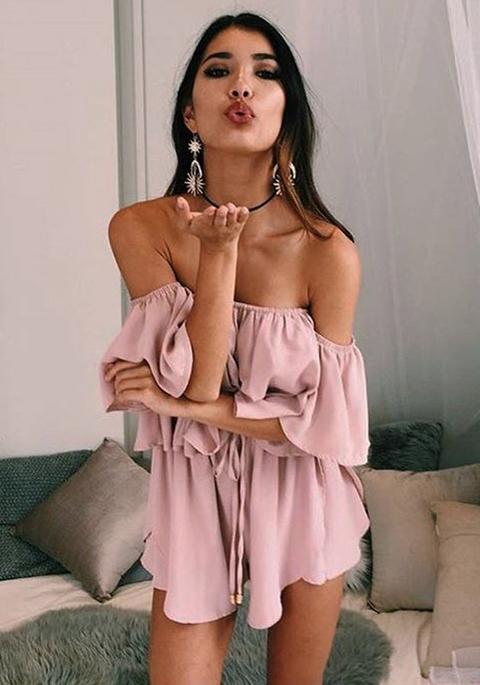 Pantaloncini Tuta Pianura Fasce A Forma Di Bandeau Rosa