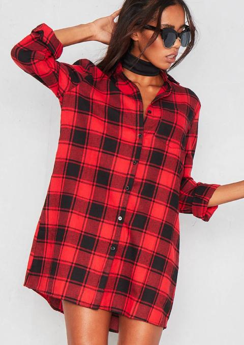 Nanci Red Check Oversized Shirt