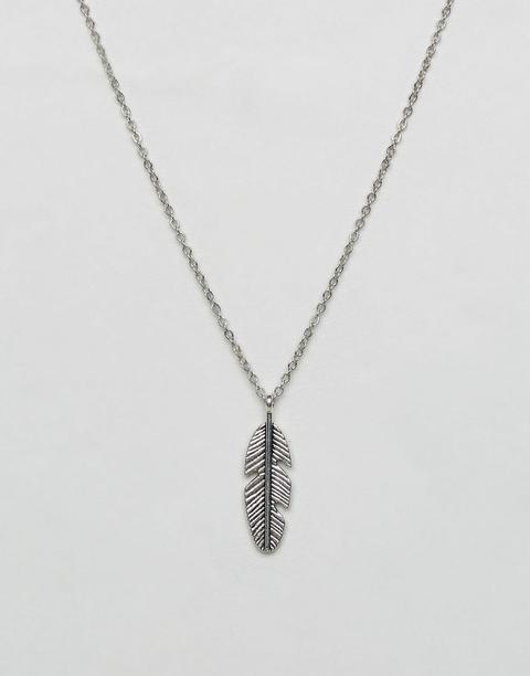 Reclaimed Vintage Inspired - Collana Con Ciondolo A Piuma - Argento