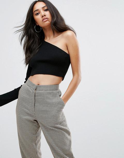 Missguided One Shoulder Knitted Crop Top