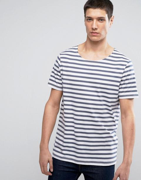 Camiseta A Rayas Con Cuello Ancho Premium De Jack & Jones