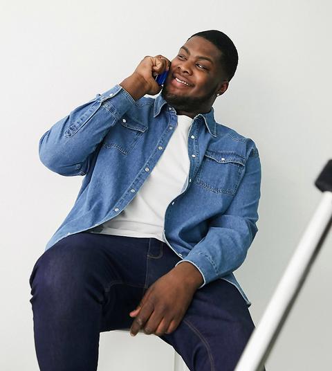 Duke Plus Denim Shirt In Blue