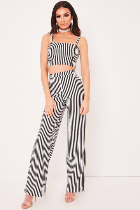 black and white striped two piece set