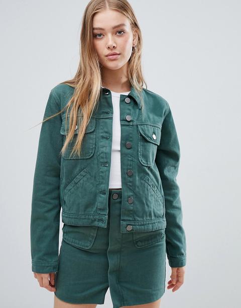 Chaqueta Vaquera En Verde Desgastado De Asos Design