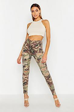 Jeans Skinny Camouflage Effetto Consumato