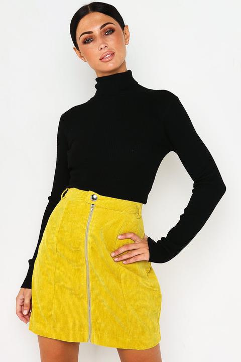 Mustard Suede Cord Skirt