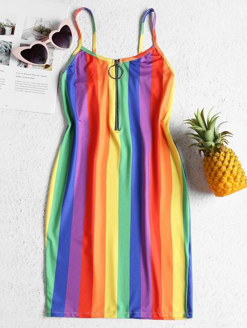Mini Abito A Righe Di Arcobaleno Multi