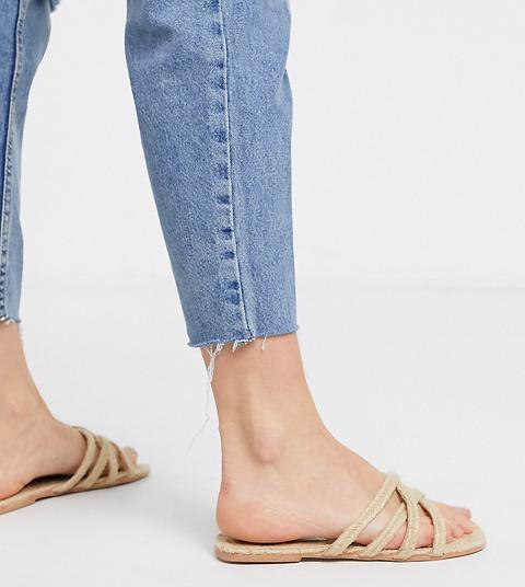 Asos Design Wide Fit Jazzie Espadrille Flat Sandals In Natural-neutral