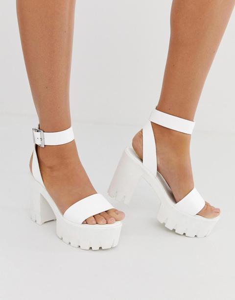 Sandalias De Tacón Con Plataforma Gruesa En Blanco Noticeable De Asos Design