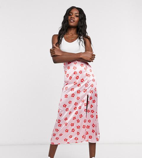 Pink midi hotsell skirt with split