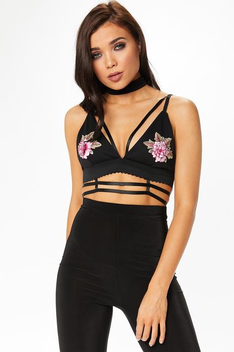 Aphrodite Black Floral Applique Bralette