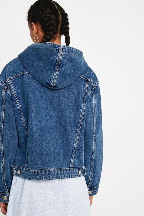 hooded denim trucker jacket