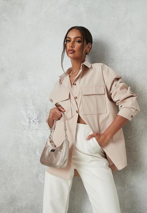 Stone Relaxed Extreme Oversized Utility Shirt, Stone