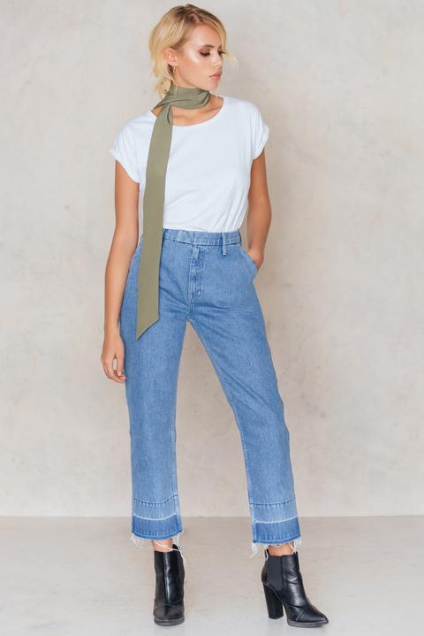 Raw Edge Highwaist Ankle Jeans