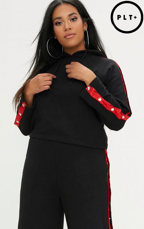 Plus Black/red Popper Side Hoodie