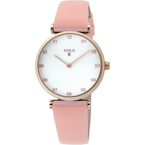 Reloj Camille De Acero Ip Rosado Con Correa De Piel Rosa