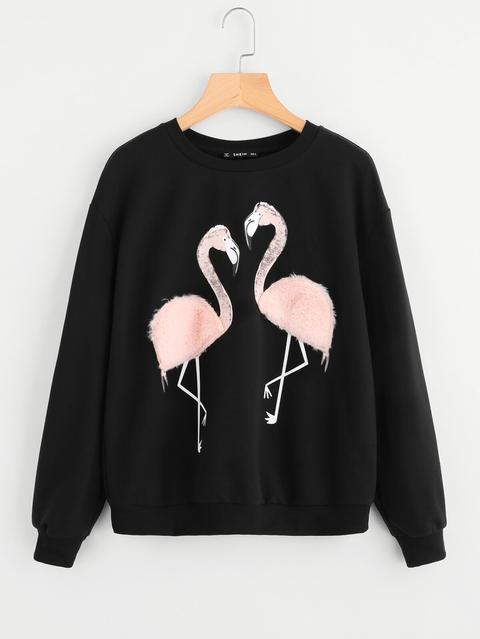 Sudadera Con Flamencos De Pelito