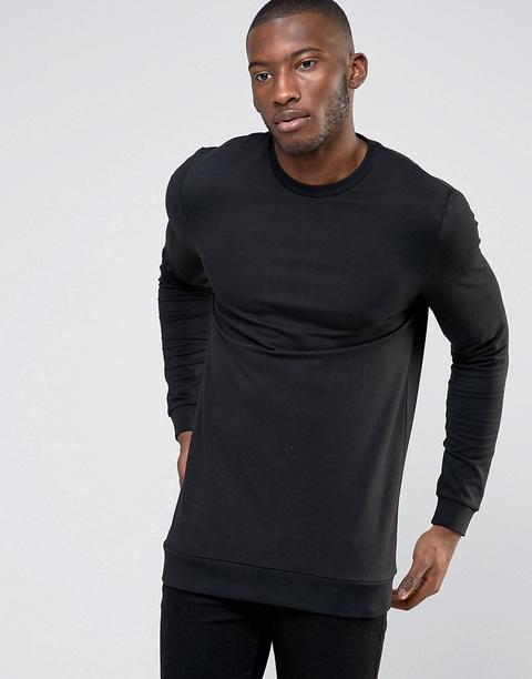 Sudadera Larga Y Ajustada Negra De Asos