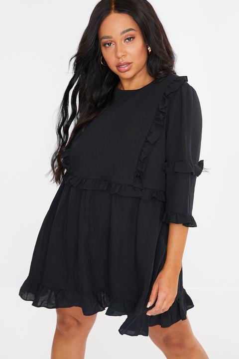 Black Dresses - Plus Size Lorna Luxe Black 'girl's Girl' Ruffle Mini Dress