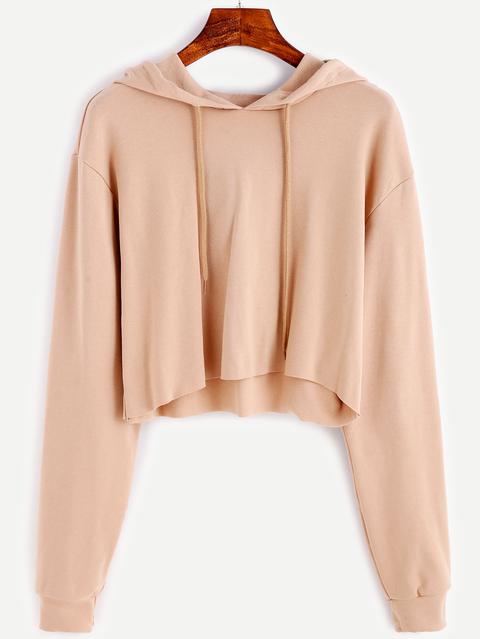 Sudadera Corta Con Capucha - Albaricoque