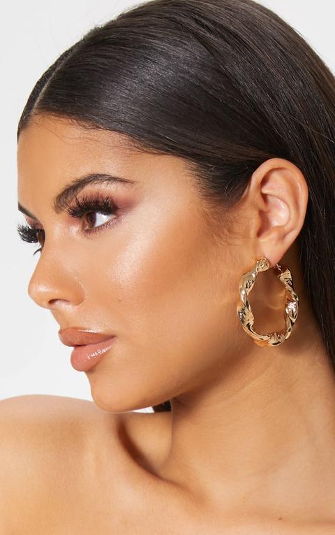 Gold Chunky Twist Hoop Earrings