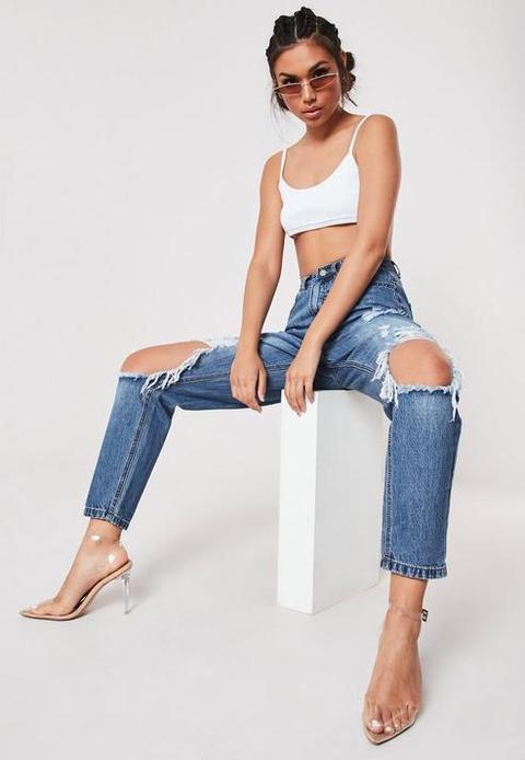 knee ripped mom jeans