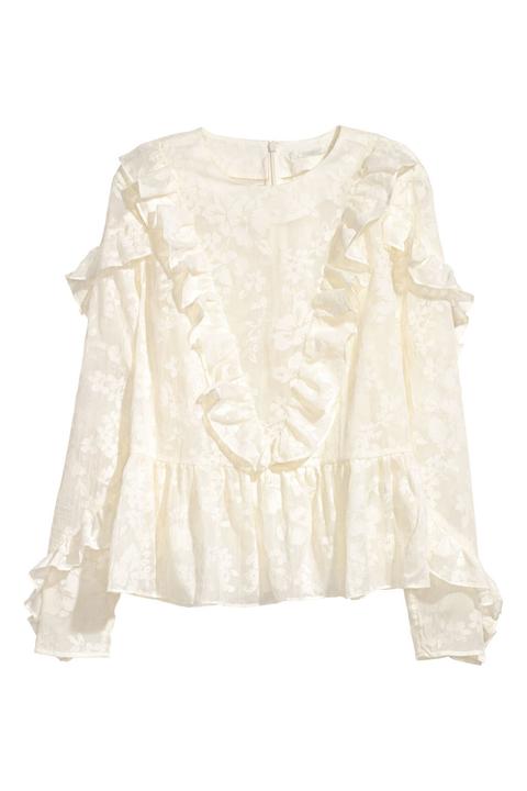 Blusa Con Volantes - Blanco