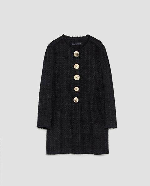 Abrigo Tweed Botones Metálicos