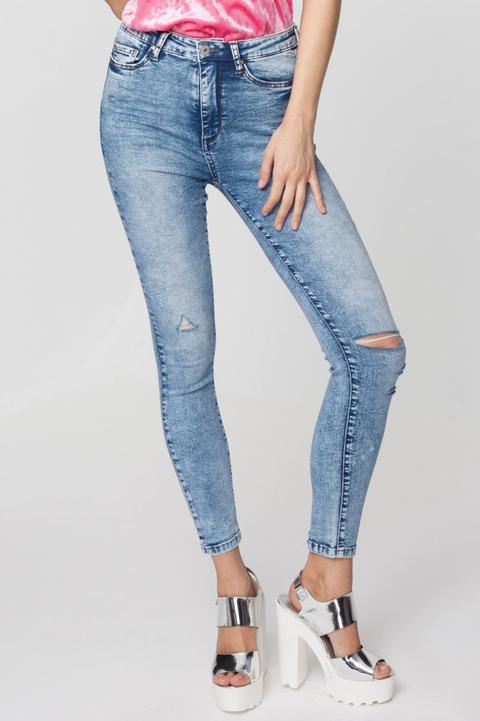 Jeans Skinny Vita Alta Acid Wash