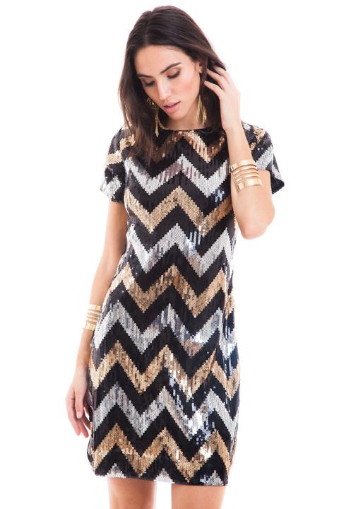 Vestido Lentejuelas Zig Zag