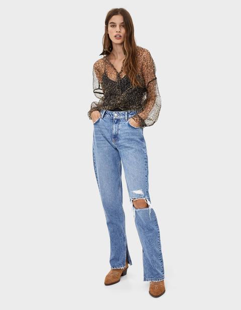 Transparan Detayli Leopar Desenli Gomlek From Bershka On 21 Buttons