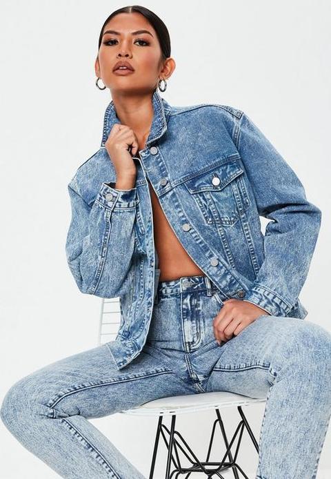 Blue Bleach Wash Denim Jacket, Blue