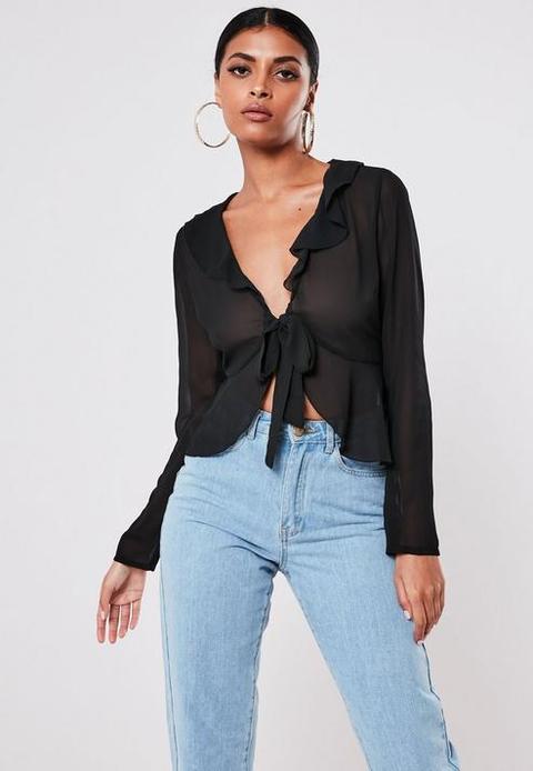 ruffle tie front top