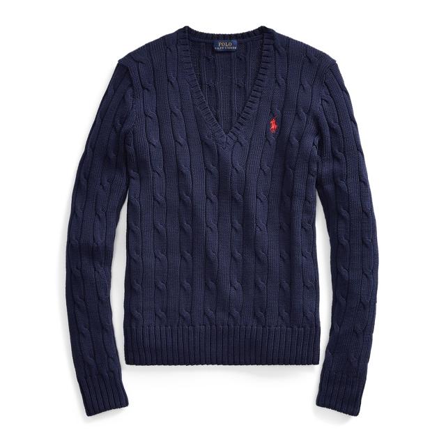 ralph lauren blue v neck jumper