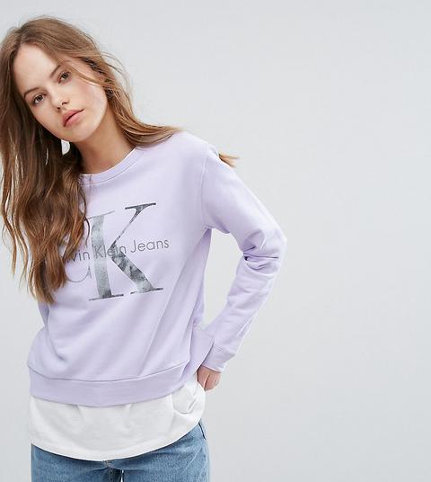 Calvin Klein Jeans - Felpa A Maniche Lunghe - Viola