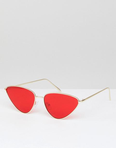 Asos - Occhiali Alla Moda A Occhi Di Gatto In Metallo Con Lenti Rosse - Oro