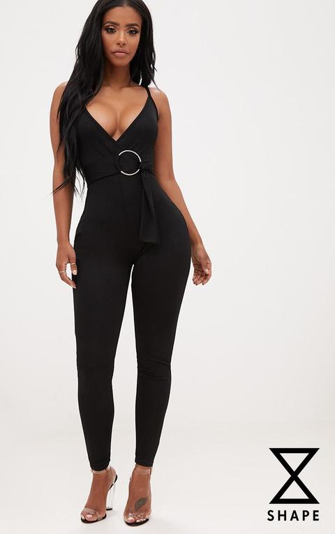 Shape Black Wrap Cami O-ring Jumpsuit