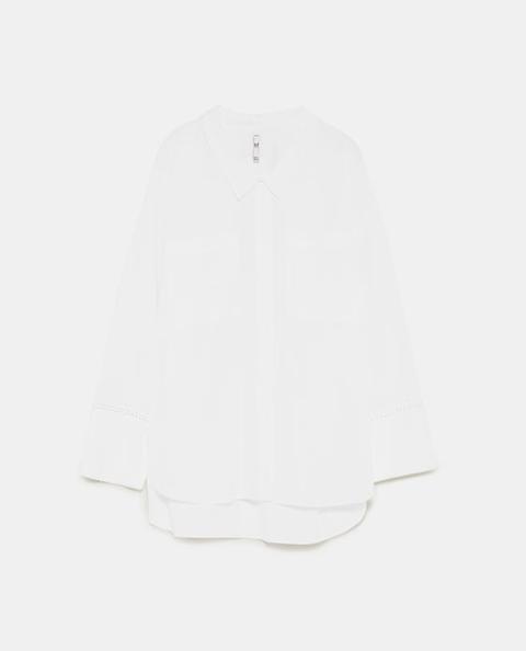 Camicia Oversize Con Impuntura A Contrasto