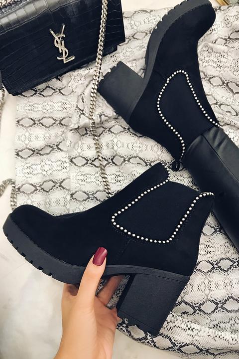 Clair Suede Studded Heeled Chelsea Boots