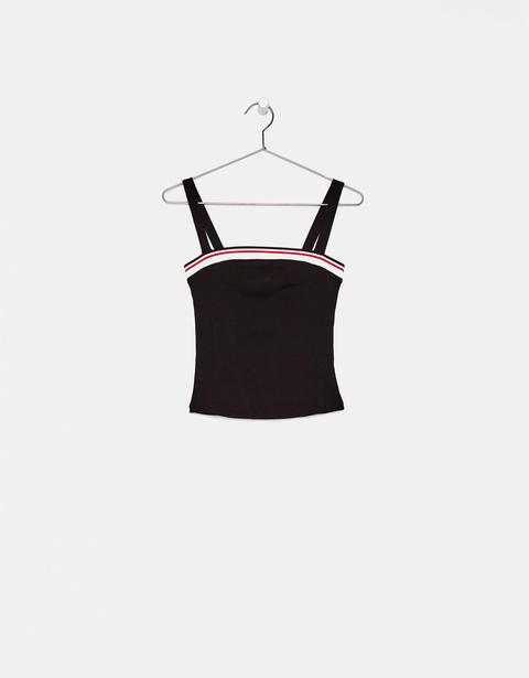 Top Con Bretelle E Striscia Multicolore