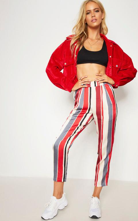 White Stripe Satin Boxer Jogger