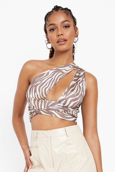 Womens Animal Print Multi Way Top - Brown - 14, Brown