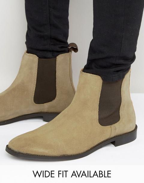 Asos - Stivaletti Chelsea Grigio Pietra Scamosciati Con Linguetta Sul Retro - Pietra