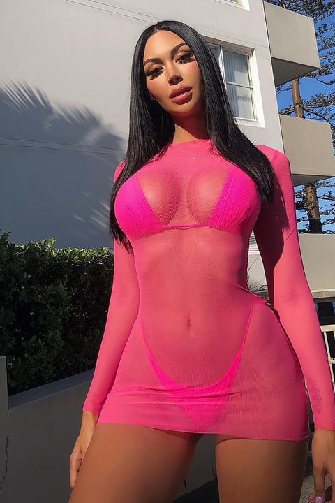 neon pink bikini set