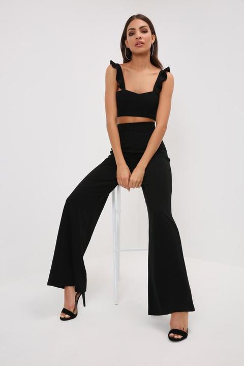 Black High Waisted Wide Leg Palazzo Trousers