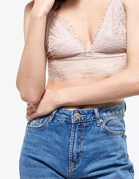 Bralette Pizzo Sfrangiato Rosa Pastello