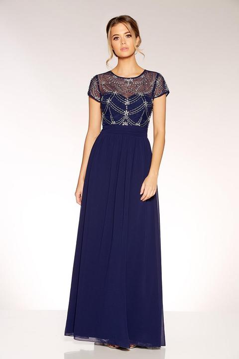 quiz navy embellished dress