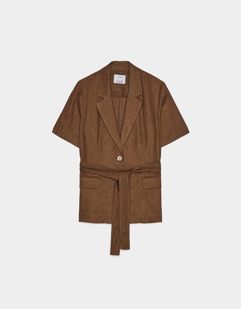 Veste En Lin Avec Ceinture