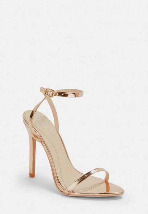 Rose Gold Pointed Toe Barely There Heels, Rose Gold
